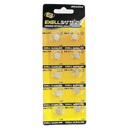 Exell Battery 10pk Exell Alkaline 1.5V Watch Battery Replaces AG2 LR726 396 EB-L726